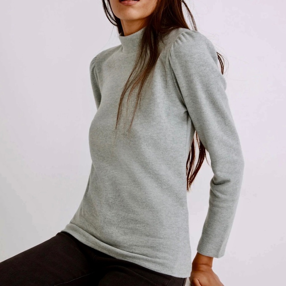 Madewell Plush ‘Heather Sage Mist’ Mock-Neck Top